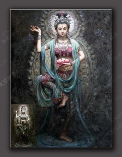 飞天系列画家的千手观音油画.