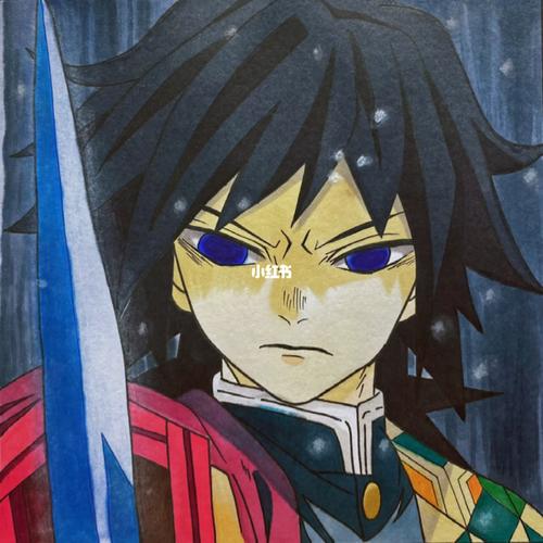 【鬼灭之刃】富冈义勇_鬼灭之刃_马克笔_肤色_文化_绘画