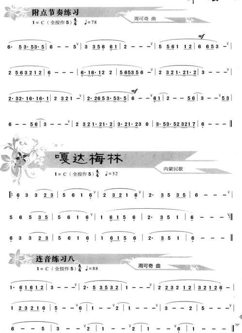 葫芦丝连音技法与练习曲谱