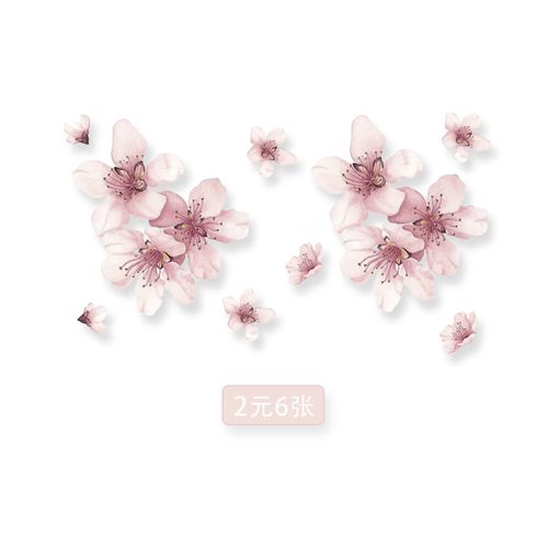 桃花纹身贴锁骨ins风女持久小清新网红款手臂贴纸遮疤痕2元6张