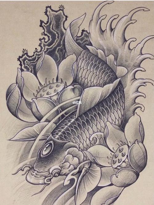 鲤鱼纹身手稿推荐手臂鲤鱼纹身手稿_纹身_鲤鱼_子龙纹身自由行热门