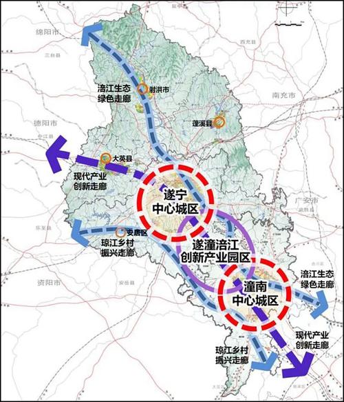 遂潼一体化发展空间布局图