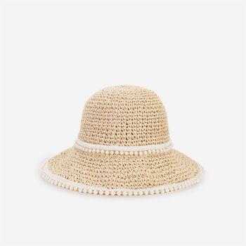 spreeze新品帽子2021年秋季新款女士时尚珍珠草帽宽檐圆顶遮阳帽 03米