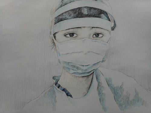 熊小亚《最美女护士》钢笔淡彩