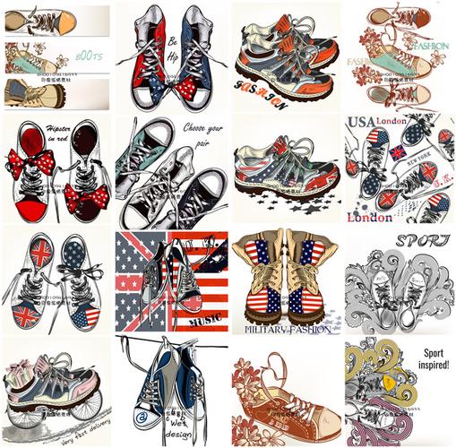 a0109矢量ai设计素材18张卡通球鞋运动鞋设计素材