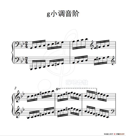 第六级 g小调音阶(中国音乐学院钢琴考级作品1~6级)
