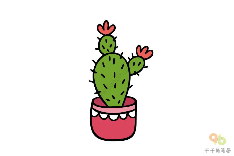红色仙人掌简笔画