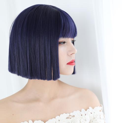 蓝黑色假发女短发网红主播甜美可爱蓬松自然短直发bobo头沙宣发套