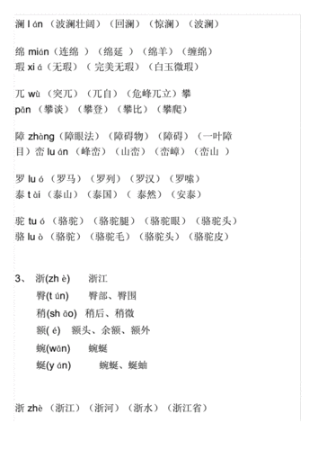 人教版四年级下册语文生字表拼音组词.docx 23页