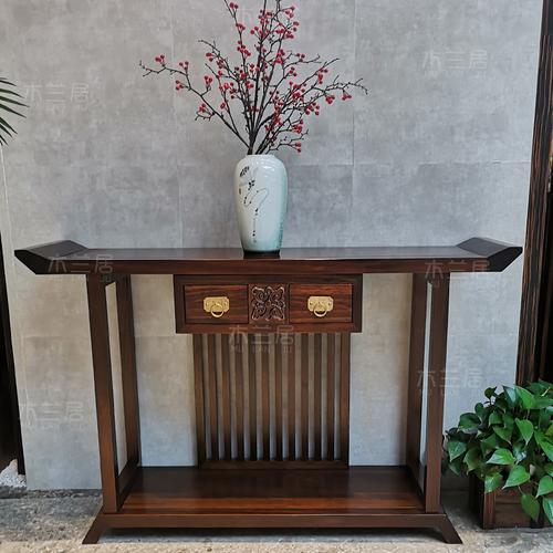 新中式玄关台仿古案几禅意案台供桌实木雕花神台香案端景台玄关柜