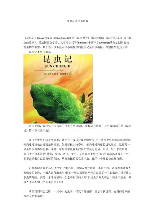 昆虫记圣甲虫内容