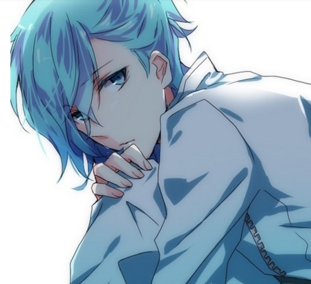 动漫风格蓝头发紫围巾男生头像?要96*96的.