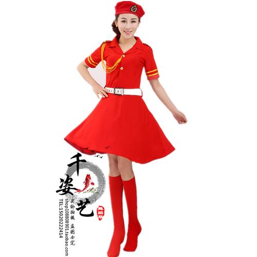 现代迷彩舞蹈演出服装 女装裙女兵服白色海军服 军鼓服合唱服
