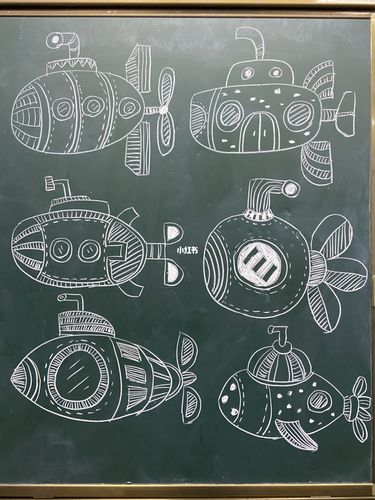 潜水艇08_黑板画_文化_绘画