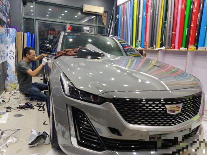 凯迪拉克ct5豪华黑改色水晶纳多灰,换个颜色换个心情