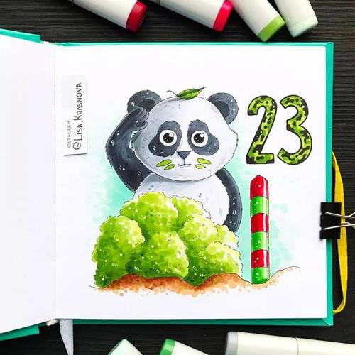 在她的马克笔下 无论是美食,水果 还是蔬菜,小动物 不仅好看,还可爱到