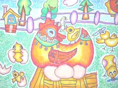 童画:母鸡孵蛋
