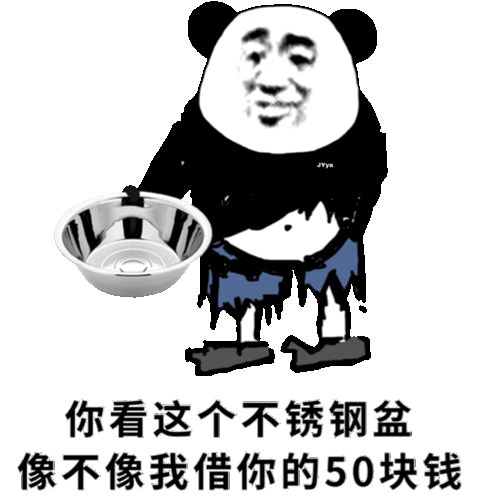 公你看这个不锈钢盆像不像我借你的50块钱(熊猫头讨债)