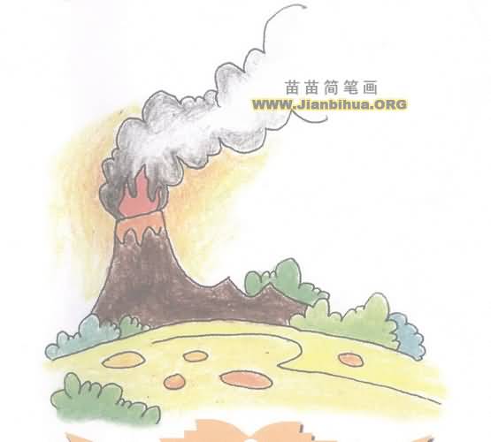 火山简笔画图片教程