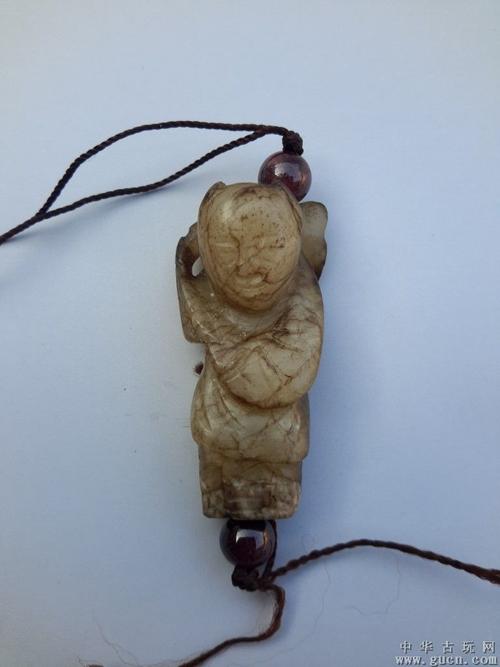 ◢◣明代童子背莲玉人◢◣