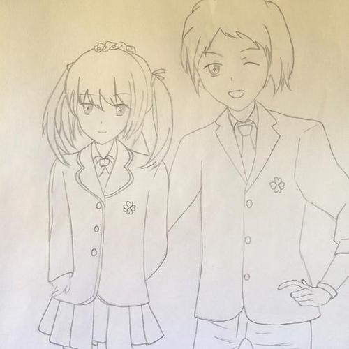 穿校服中学生简笔画