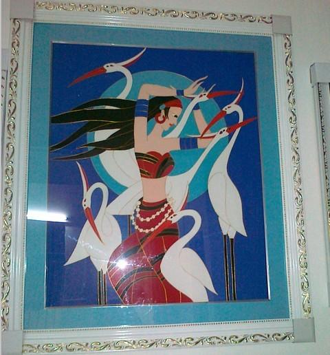 景泰蓝工艺画鹤舞成品 金丝彩沙画成品 纯手工艺品50*