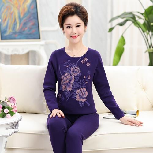 中老年人保暖内衣套装加绒加厚女爸爸妈妈装男士秋衣秋裤加肥加大