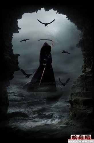 经典镰刀死神纹身图案