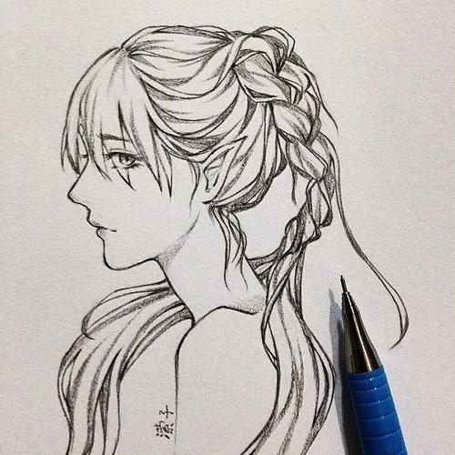 每天学一幅简笔画-手绘动漫女孩头像线稿～画起来