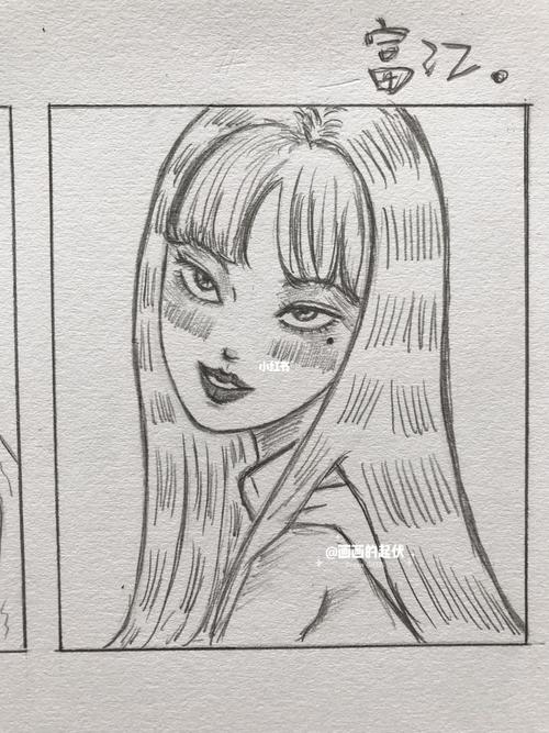 美成欲望 川上富江 手绘铅笔画(附线稿)_手绘_铅笔画