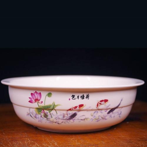 老式土陶瓷和面盆发面盆大瓷盆磁盆老式家用瓷盆和面盆手工活面盆土