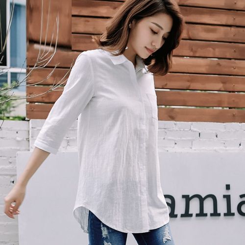 白色衬衫上衣女长袖时尚内搭外套宽松衬衣春秋款气质