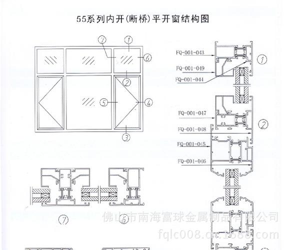 门窗生产销售55系列断桥平开窗铝型材