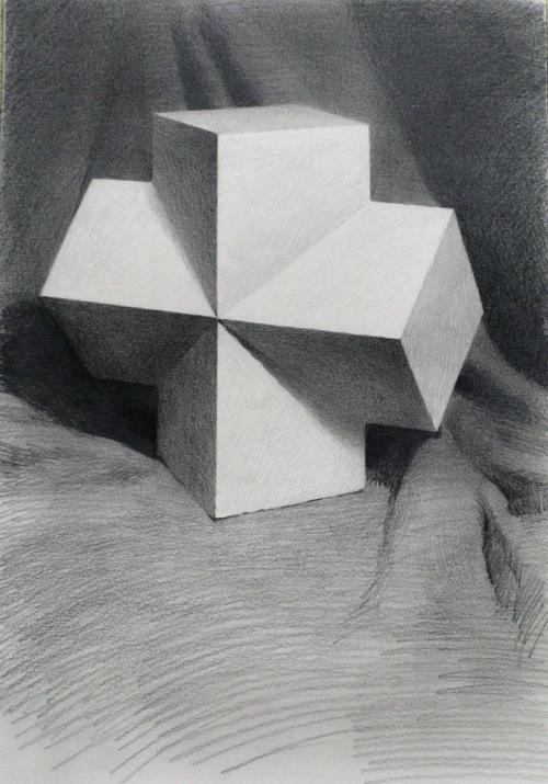 素描打卡教程 | 2021第一期 素描长方穿插体