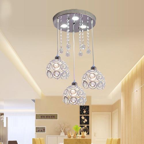 直播热售餐厅吊灯三头水晶单头玻璃饭厅吊灯现代简约餐桌吊灯个性创意