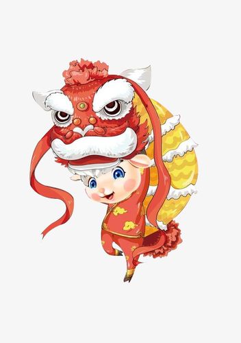 2022虎年春节过年新春卡通元素舞龙习俗热闹红火过年