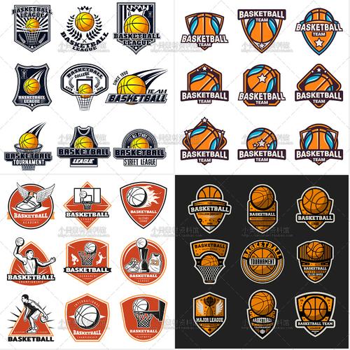 篮球校队篮球队运动服装t恤图标志徽章logo印花图案 矢量设计素材