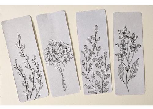 简单黑白线描植物手绘书签,你喜欢哪一款
