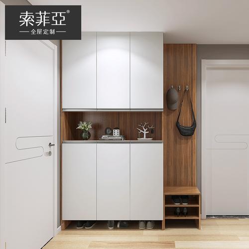 定制金 索菲亚鞋柜衣架一体家用门口多功能储物柜入户玄关挂衣柜