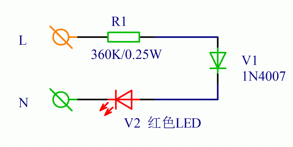 交流220v电源指示灯电路原理图