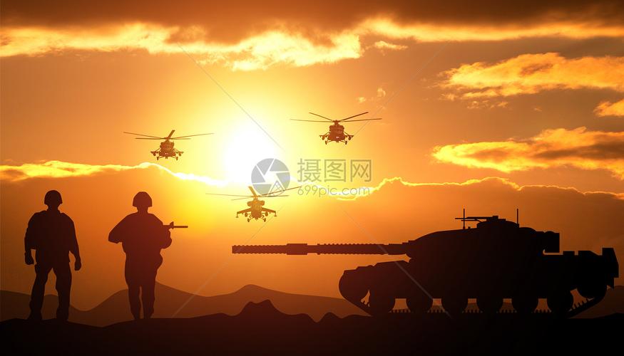 夕阳下的军人