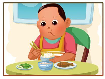 4,正确使用餐具,不能边看电视边吃或边玩边吃;   5,吃饭时