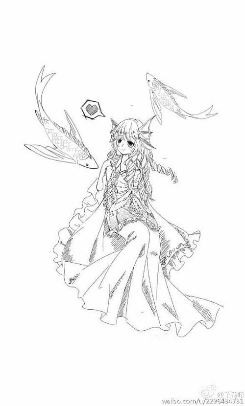 双鱼座婚纱简笔画