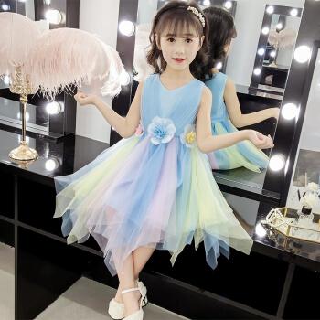 潮牌童装童装女童连衣裙夏季2021新款儿童公主裙小女孩裙子可爱网纱裙
