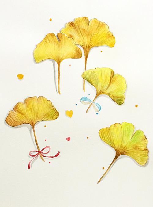 手绘翩翩银杏叶步骤图