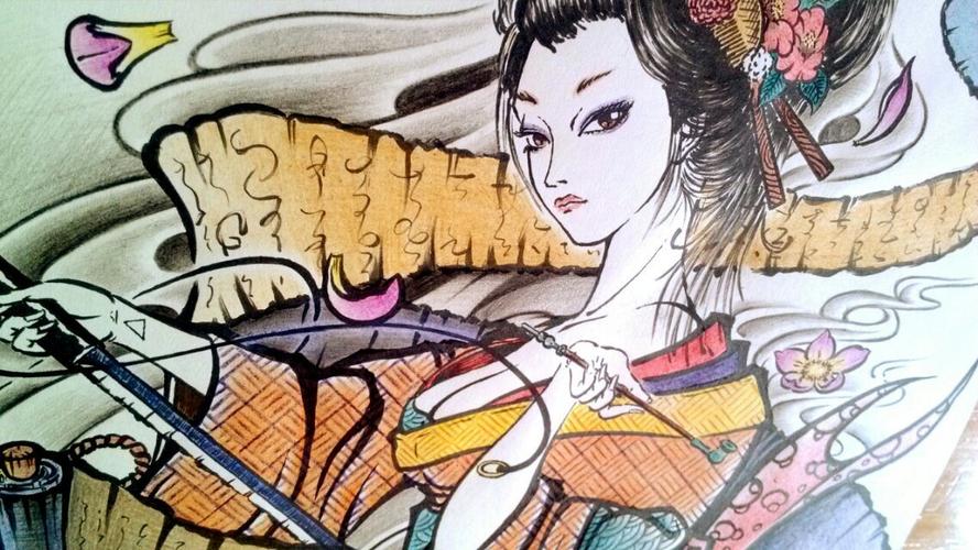 纹身手稿设计——艺伎