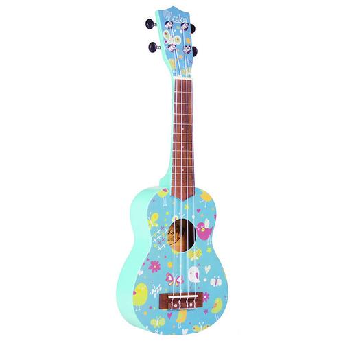 卡卡kaka 尤克里里彩色夏威夷儿童小吉他 蓝色花绘kus-121bgs