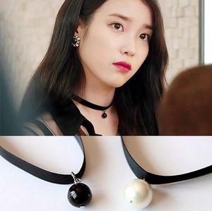 制作人韩剧iu明星同款 韩版黑色珍珠吊坠韩版颈链短项链