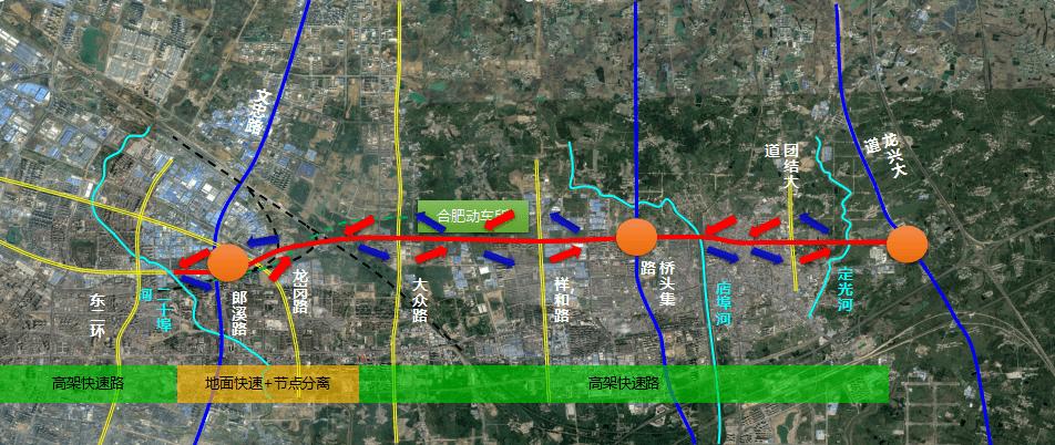 连接合肥市主城区与肥东县,西起现状北二环二十埠河桥,东至龙兴大道