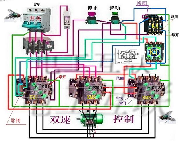 双速电动机实物接线图